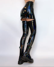 Black Holographic high waisted Zipper miniskirt