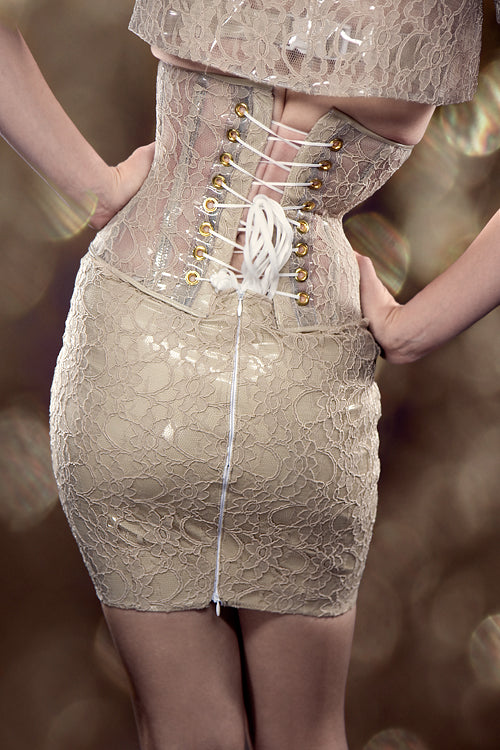 Clear PVC and Lace Underbust Corset