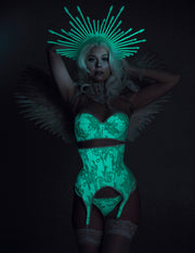 Glow in the dark strapless Lace Bustier