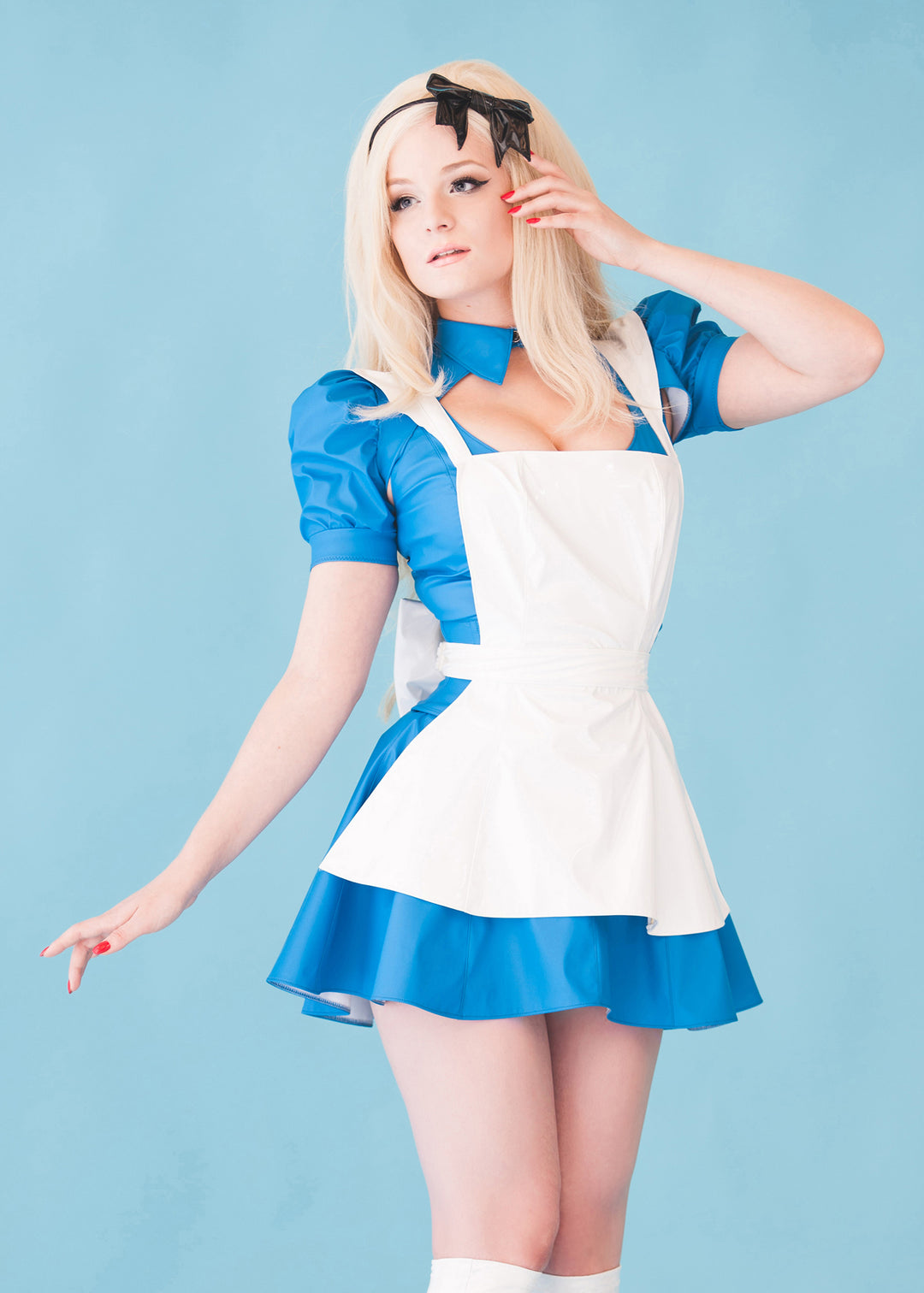 blue pvc dress Office Dress Casual Shirt Half Sleeve Off Shoulder Mini Dress Ladies O –  summer life6 main image 1