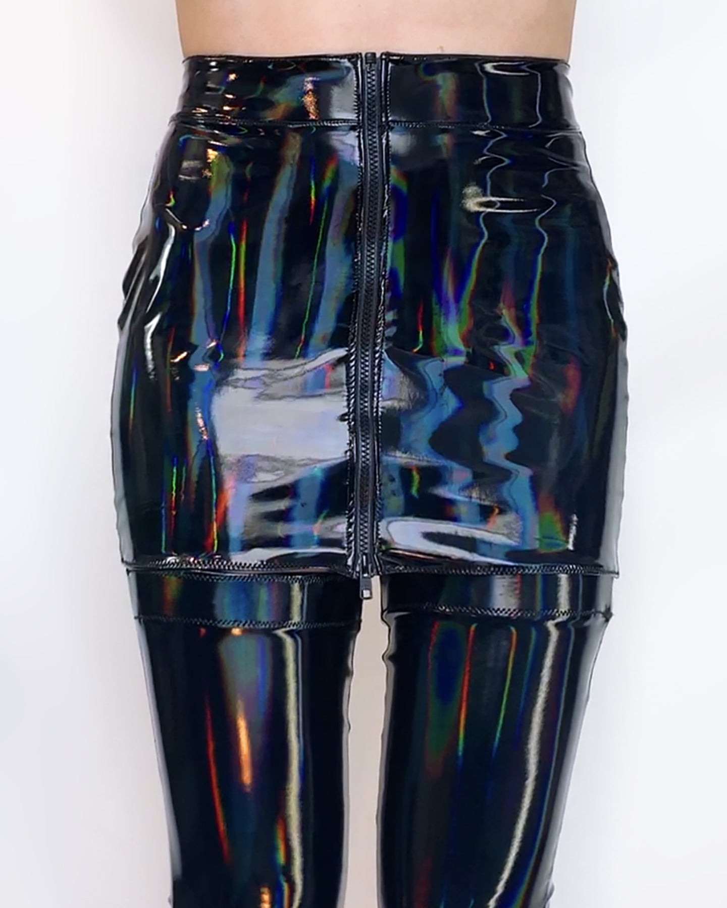 Artifice Products - Black Holographic PVC High waisted Zipper Skirt ...