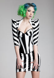 Beetlejuice Padded bust cup striped PVC Corset