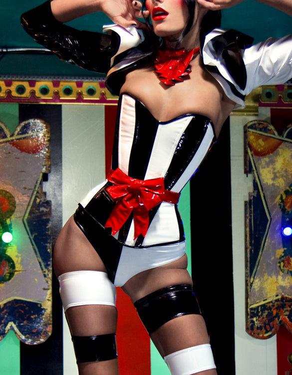 Carnival striped PVC Overbust Corset