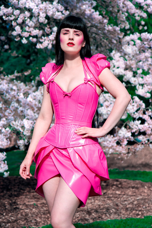 Plunge PVC Overbust Corset with straps