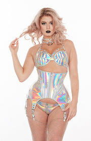 Holographic PVC Zipper buckle thong