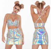 Holographic PVC Bustier