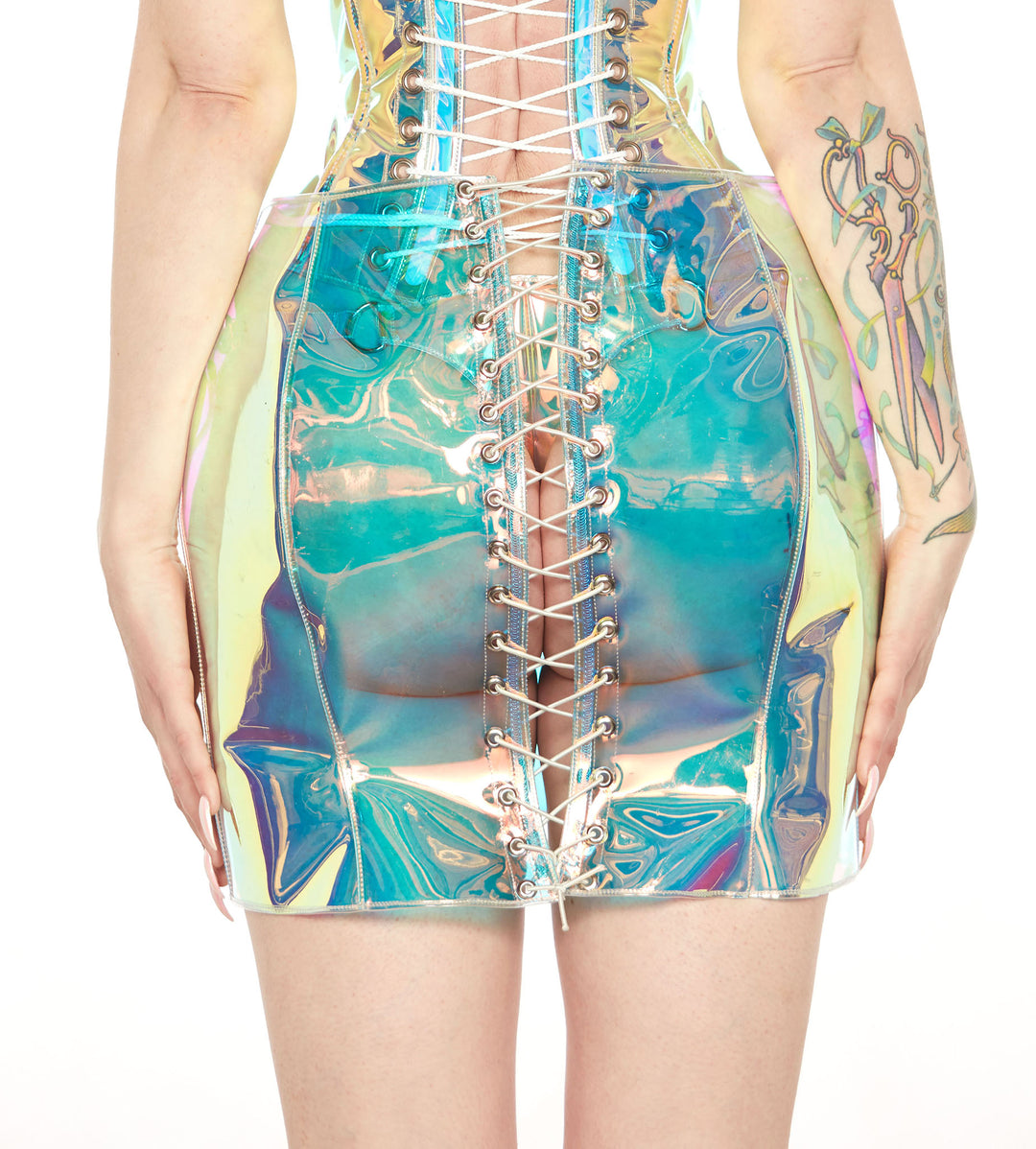 Artifice Products - Holographic PVC Lace Up Skirt Artifice Clothing Artifice Products - Holographic PVC Lace Up Skirt Artifice Clothing