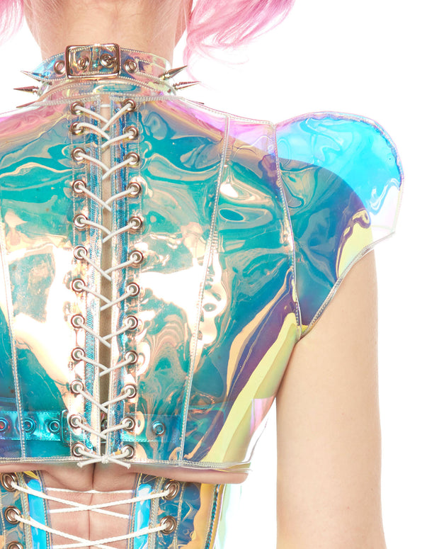Artifice Products - Holographic PVC Lace up back shrug – Artifice Clothing