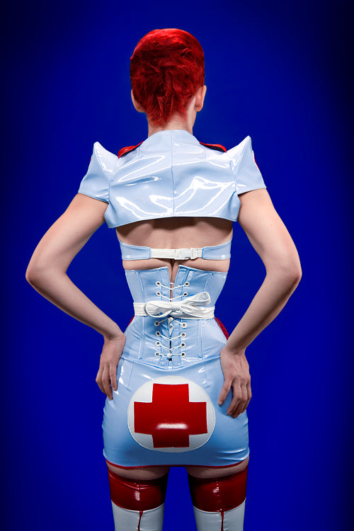 PVC Nurse bra with pleated accents