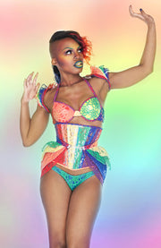 Clear PVC and Rainbow lace Underbust corset