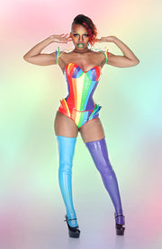 Rainbow Striped PVC High waisted underwear