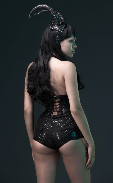 PVC and Lace overlay Booty Shorts